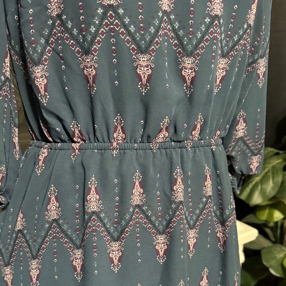 Maurices Teal and Pink/Purple Patterned Dress Size XS - Picture 3 of 11